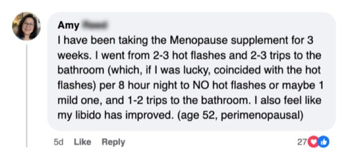 Customer comment about Peri/Menopause Essentials