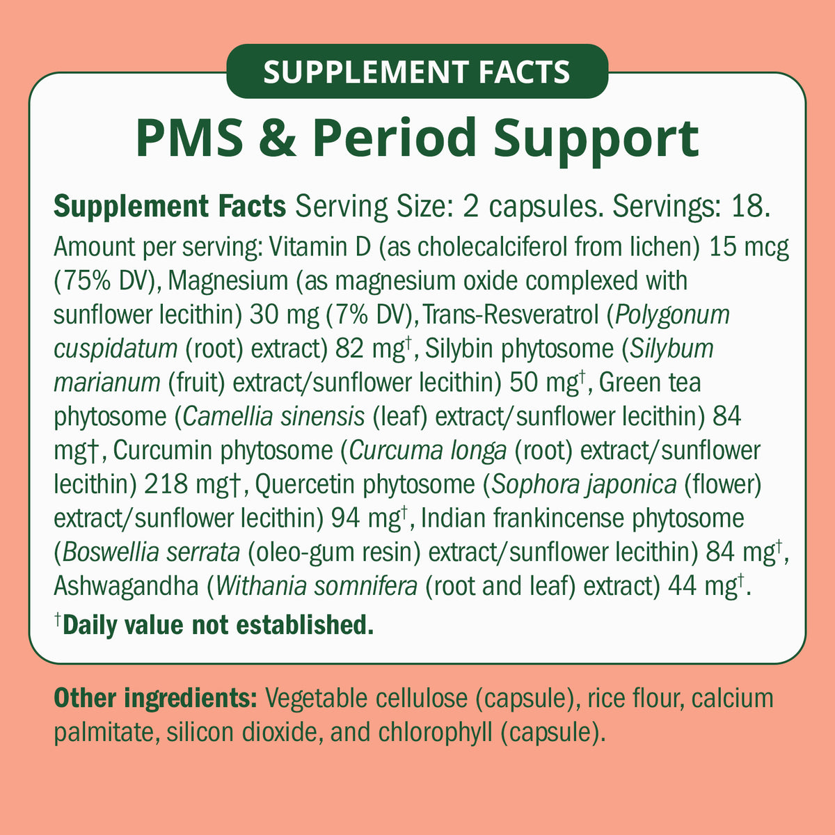 Perfect Cycle Supplement Facts panel
