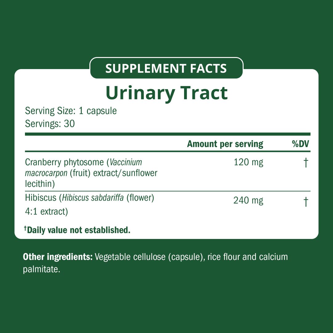 Urinary Tract Cleanse & Protect Supplement Facts panel