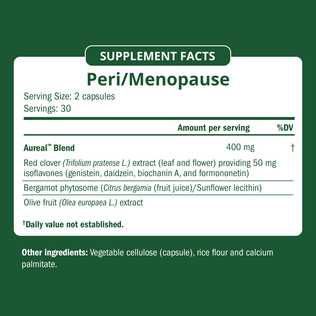 Peri/Meno Essentials Supplement Facts panel