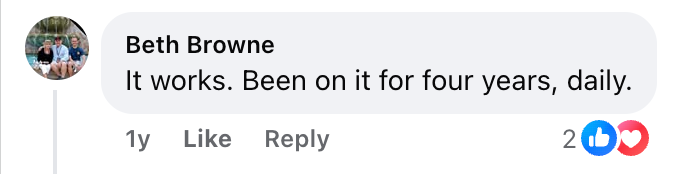 Facebook comment from a Cleanse & Protect customer