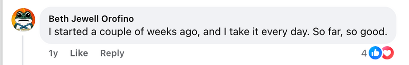 Facebook comment from a Cleanse & Protect customer