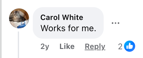 Facebook comment from a Cleanse & Protect customer