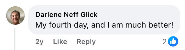 Facebook comment from a Cleanse & Protect customer