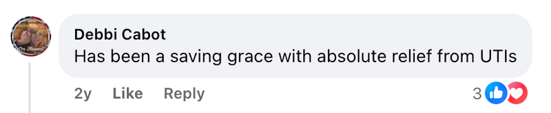 Facebook comment from a Cleanse & Protect customer