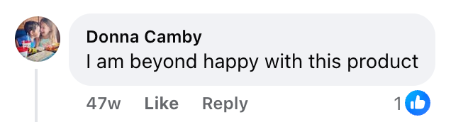Facebook comment from a Cleanse & Protect customer