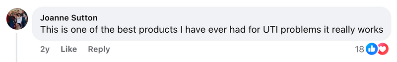 Facebook comment from a Cleanse & Protect customer