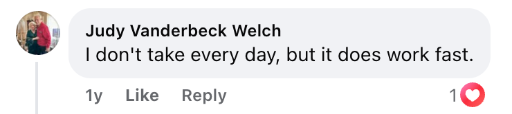Facebook comment from a Cleanse & Protect customer