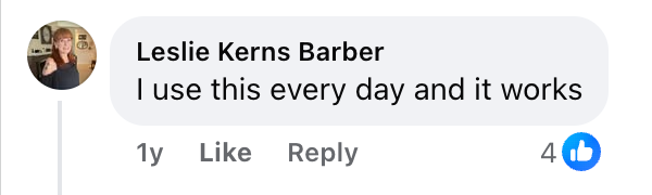 Facebook comment from a Cleanse & Protect customer