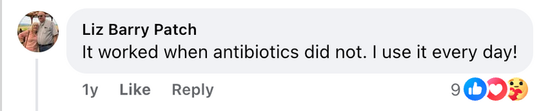 Facebook comment from a Cleanse & Protect customer