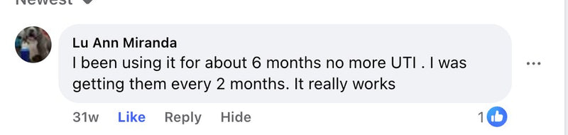 Facebook comment from a Cleanse & Protect customer