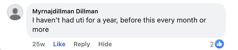 Facebook comment from a Cleanse & Protect customer