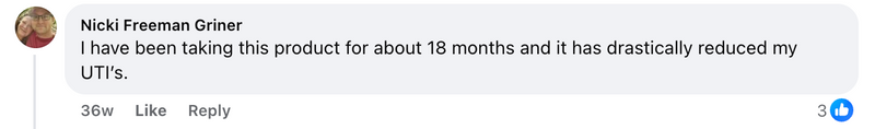 Facebook comment from a Cleanse & Protect customer