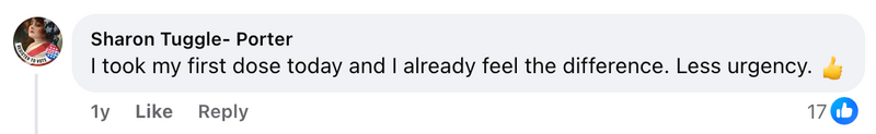 Facebook comment from a Cleanse & Protect customer