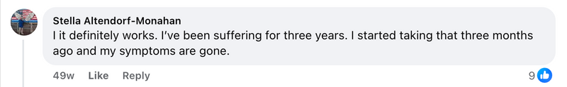 Facebook comment from a Cleanse & Protect customer
