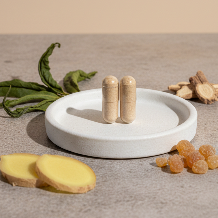 Pre+Probiotic bottle with ginger and botanicals