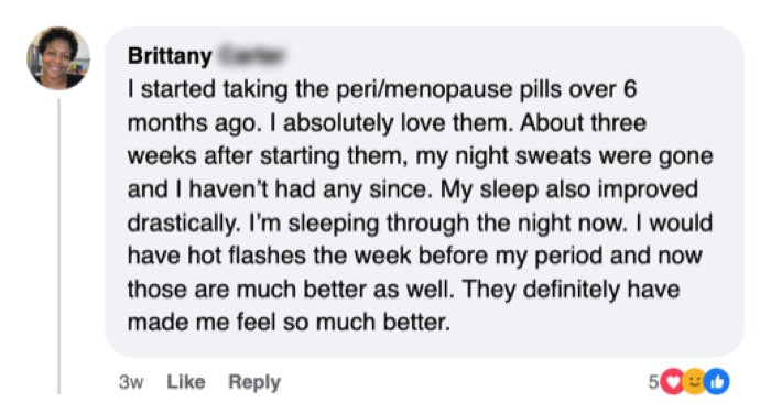Customer comment about Peri/Menopause Essentials