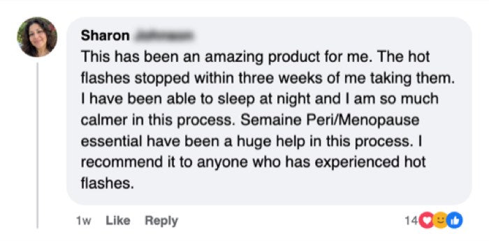 Customer comment about Peri/Menopause Essentials