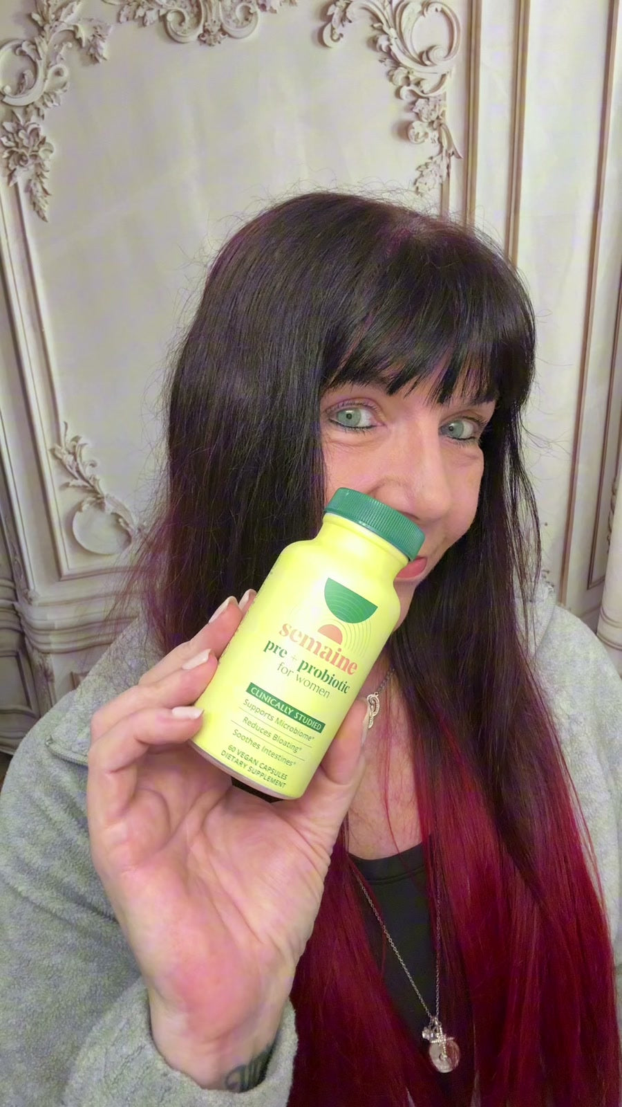 Jody holding Pre + Probiotic