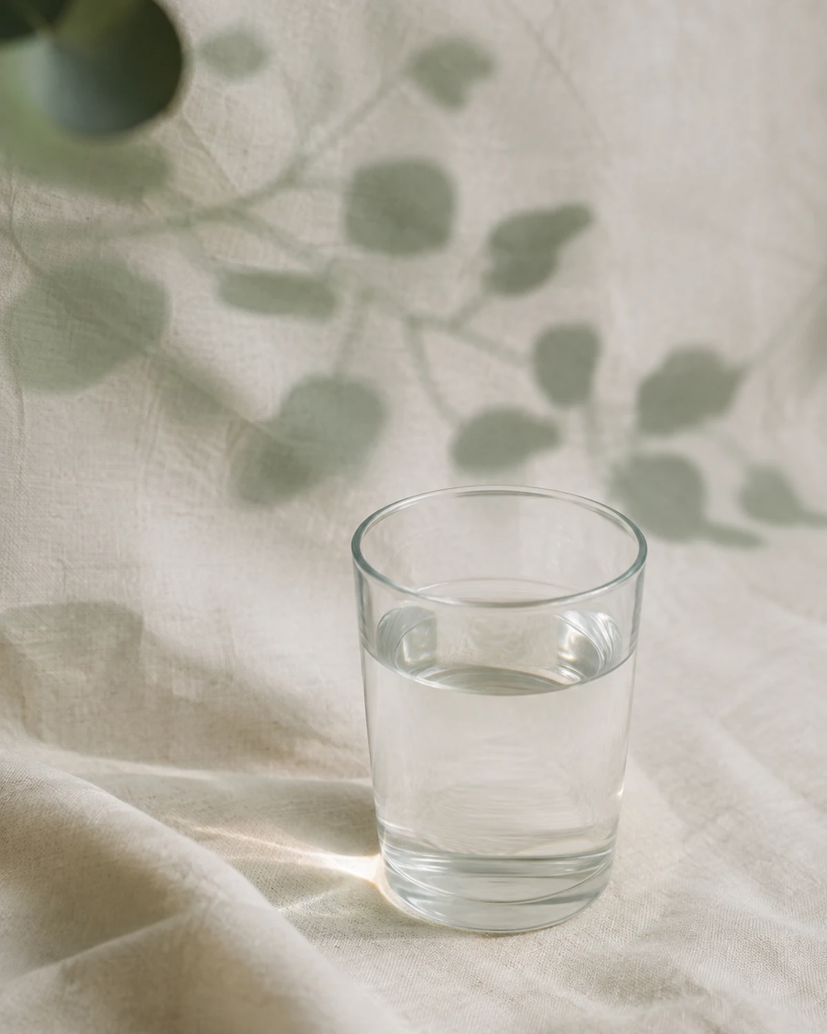 A glass of water in soft window light
